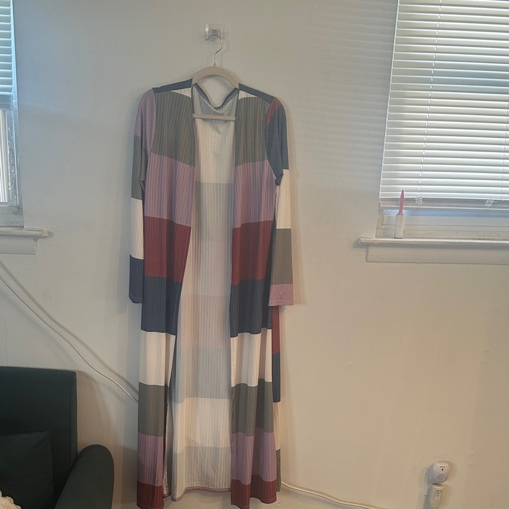 Color Block Long Cardigan